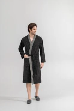 Bathrobe FRANCO -Togas franco black bthrb ls 01