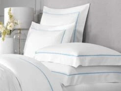 Duvet Cover PLAZA -Togas plaza white light blue bl dtl 06 2 2 6d2f